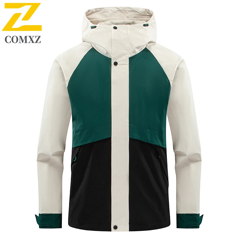 

Куртка для пар, 2025 г., цветная блокированная уличная ветрозащитная водонепроницаемая дышащая куртка с капюшоном, ветровка для отдыха, кемпинга и путешествий