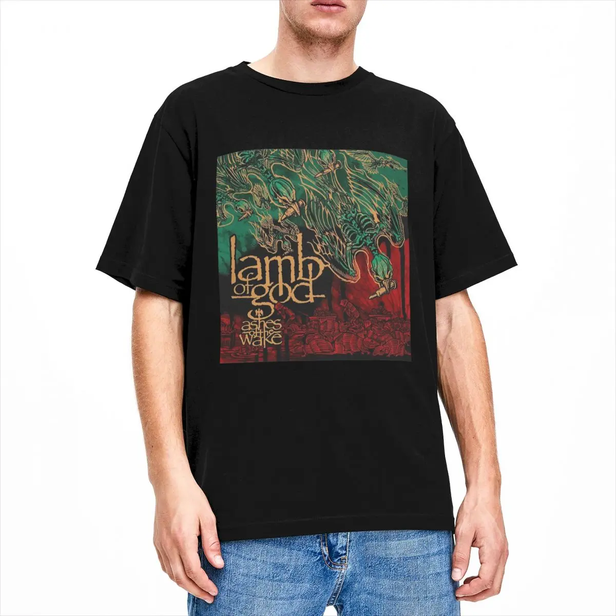 Men Women's Lamb Of God Ashes Of The Wake Shirt Album Covers Cotton Clothes Vintage Short Sleeve Crew Neck Tee Shirt Big Size