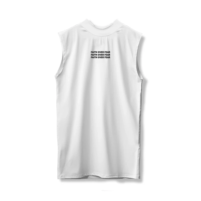 Faith Over Fear Summer Running Vests Compression Tight Quick Dry Sleeveless Shirts Men's Gym Fitness Bodybuilding Muscle Singlet