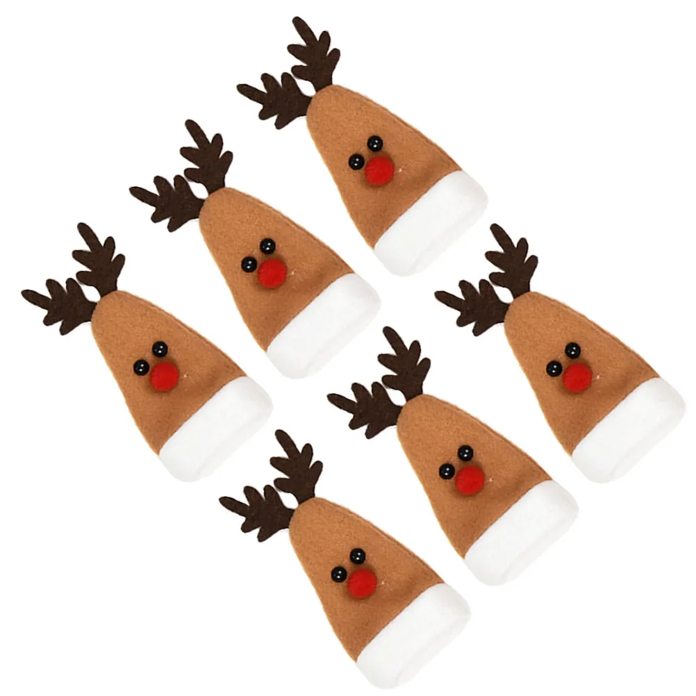 

6 Pcs Reusable Elk Bottle Cap Christmas Things Protective Cover Decoration