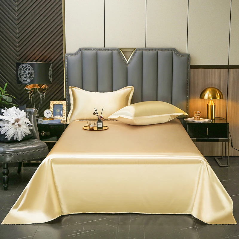 

Nordic Duvet Cover Fitted Sheet Pillowcase Solid Color Satin Bed Set Soft Comfortable Bedsheet High-End Bedding Ice Silk 3/4pcs