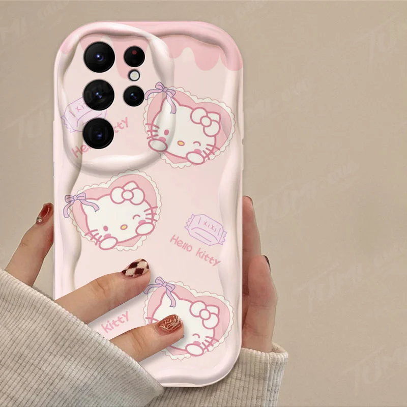 Sanrio Hello Kitty Cinnamoroll Wave etui do Samsung Galaxy S24 Ultra S23 S22 Plus S21 S20 FE A25 A55 A35 5g miękka silikonowa osłona