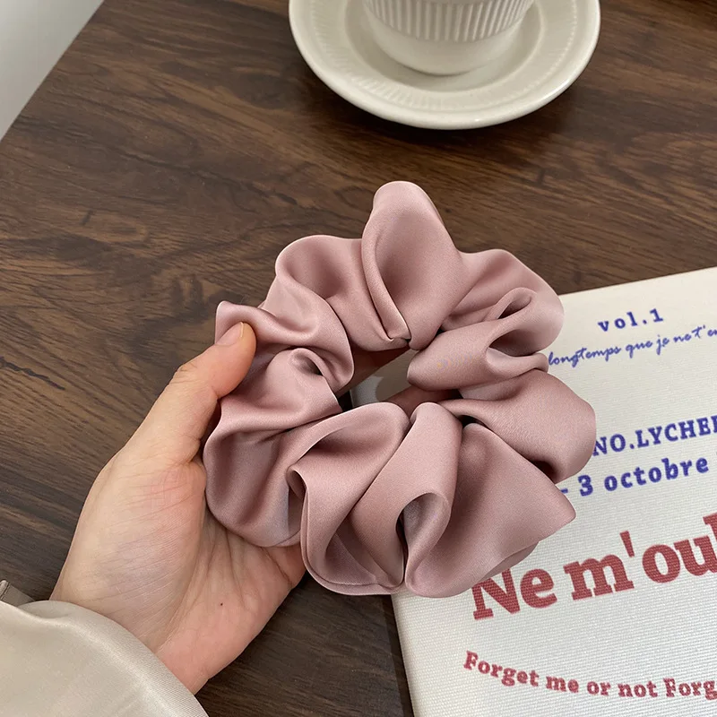 French Sweet Ins Large Silk Scrunchie Korean Solid Color Elastic Hair Bands Ponytail Holder Headband for Women Hair Accessories