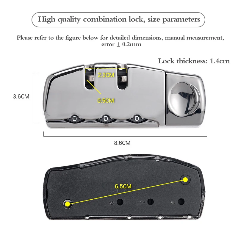 Простая задняя 3-значная комбинация для чемодана, навесной замок, замок для багажа, дорожный аксессуар для чемодана, цифровой циферблат с паролем