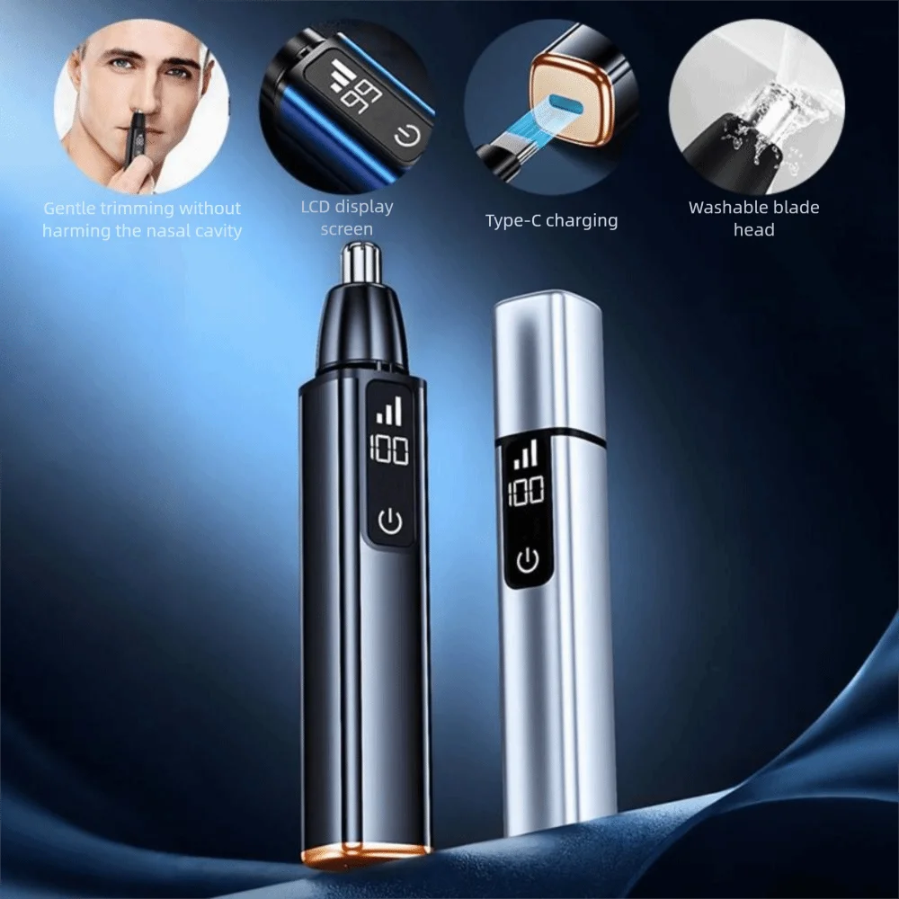 Pemangkas Bulu Hidung Elektrik Mini dengan Layar Digital, Motor Kecepatan Tinggi, Pengisian Cepat, Gunting Bulu Hidung Tahan Air, Pisau Cukur Alis Pria