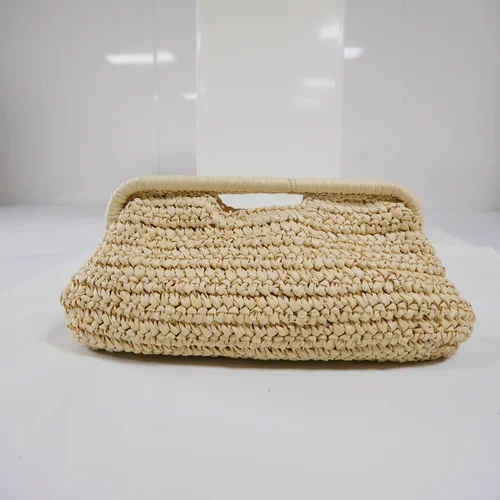 Imagen 2 del producto 2025 nuevo bolso de paja de playa de media luna, bolso de cubo de paja para mujer, bolsos de paja tejidos, bolso cruzado informal