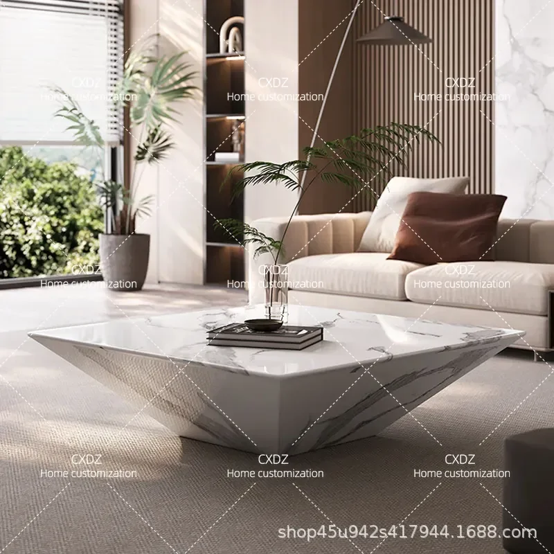 Light Luxury Marble Square Coffee Table Modern Simple Creative Design for Living Room Home Apartment Furniture
