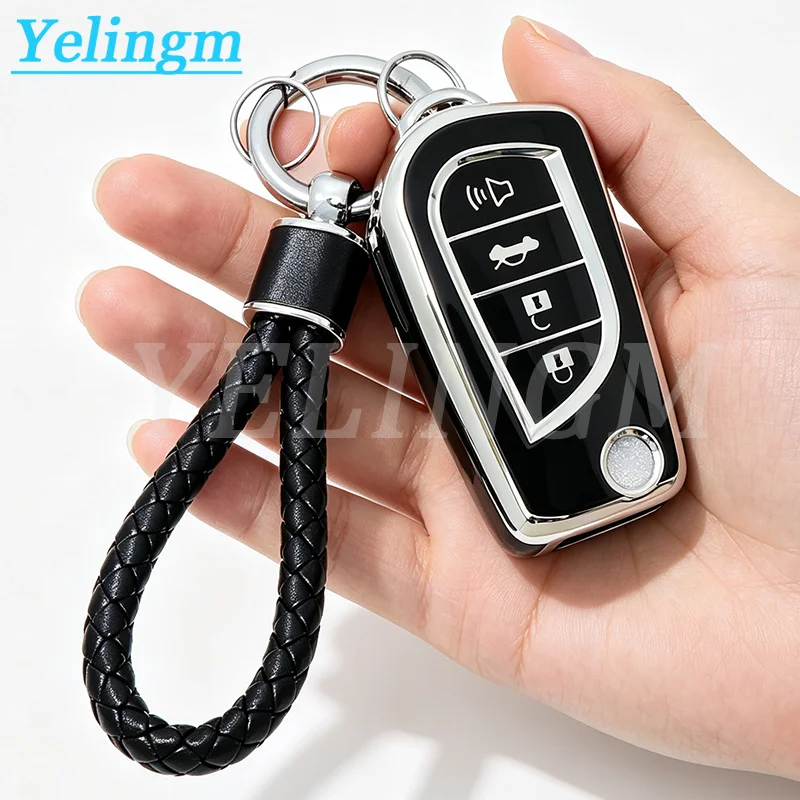 4-Tasten-TPU-Autoschlüsselhülle, vollständige Abdeckung für Toyota Auris, Corolla, Reiz, Avensis, Verso, Yaris, Aygo, Rav4, Scion TC, IM 2015
