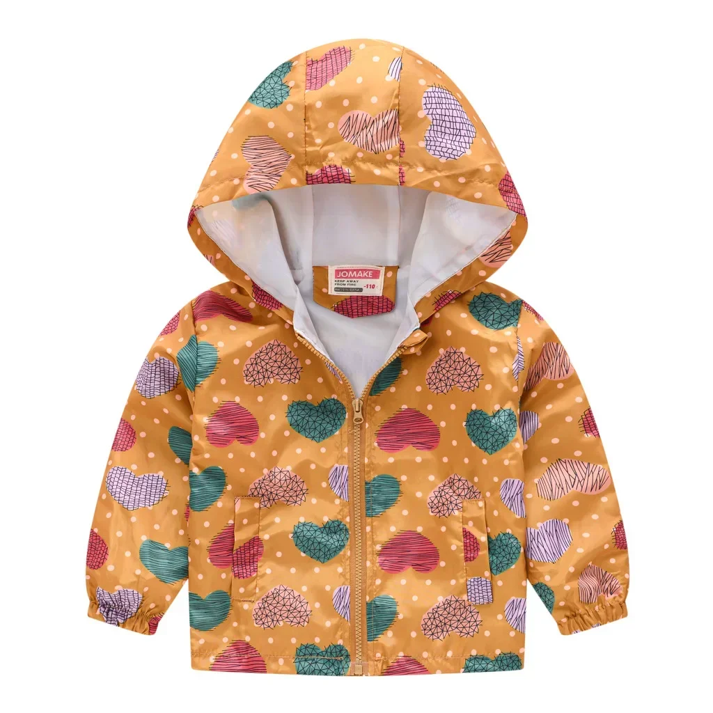 2024 Girl Clothes Children\'s Clothing Hooded Zipper Coat Windbreaker Baby Print Infant Waterproof Hoodies Girls Boys Jackets