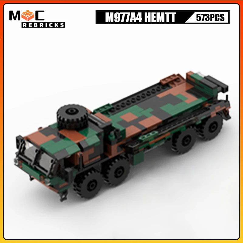 Military Tactical Truck Building Blocks M977A4 HEMTT Desert Camo Heavy Mobility Vehicle Assembly Model Bricks Toys Kids Gifts