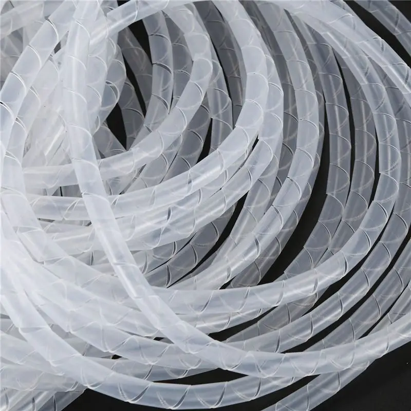 DT39 5X Cable Wire Organizer Spiral Wrap Band 6mm Dia 15M Length, Polyethylene Cable Management Tube White