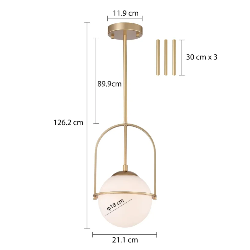 Golden Glass Ball Teto Lâmpada Pingente, Pendurado Luz, Kitchen Island, Jantar, Sala de estar, E27