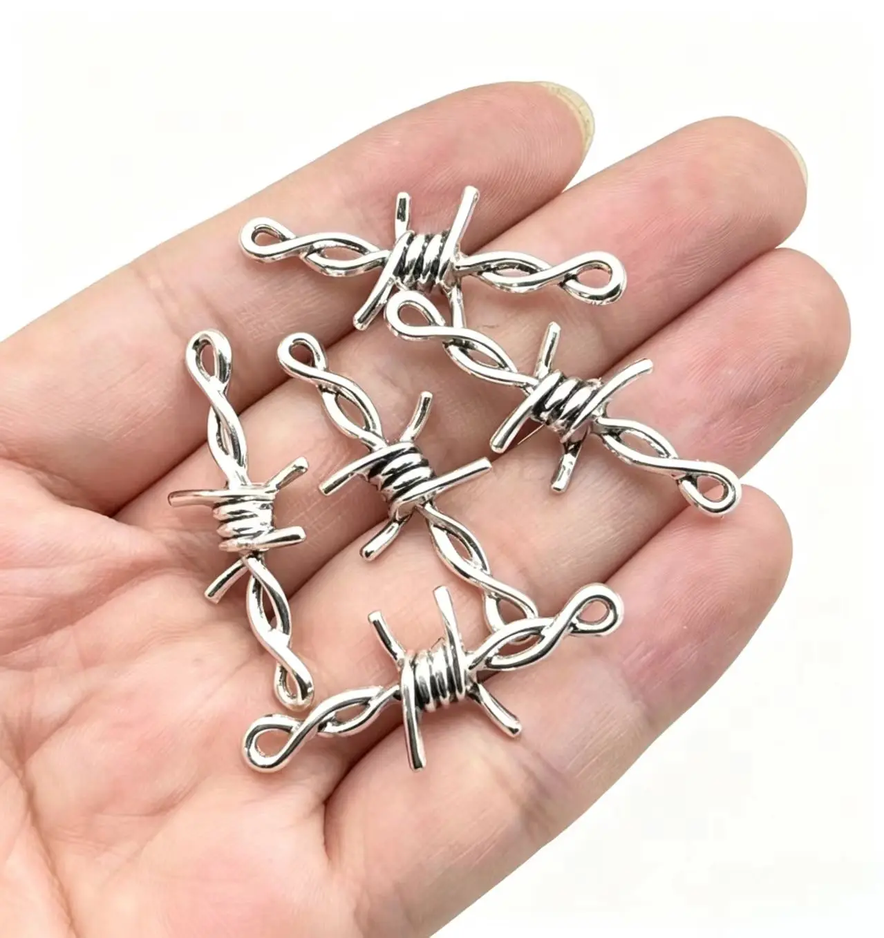 10Pcs/Lot 40*17mm Gothic Punk Style Barbed Wire Small Thorns Accessories DIY Handmade Necklace Earrings Bracelet Accessories