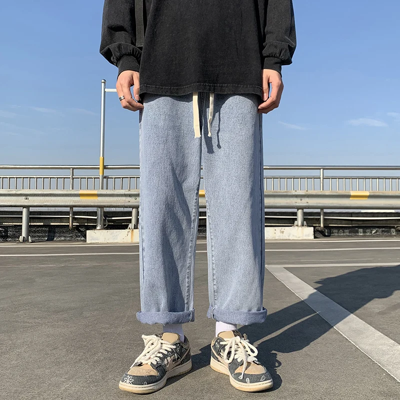 

2022 Spring New Streetwear Men's Baggy Jeans Korean Fashion Loose Straight Wide Leg Pants Male Branded Trousers