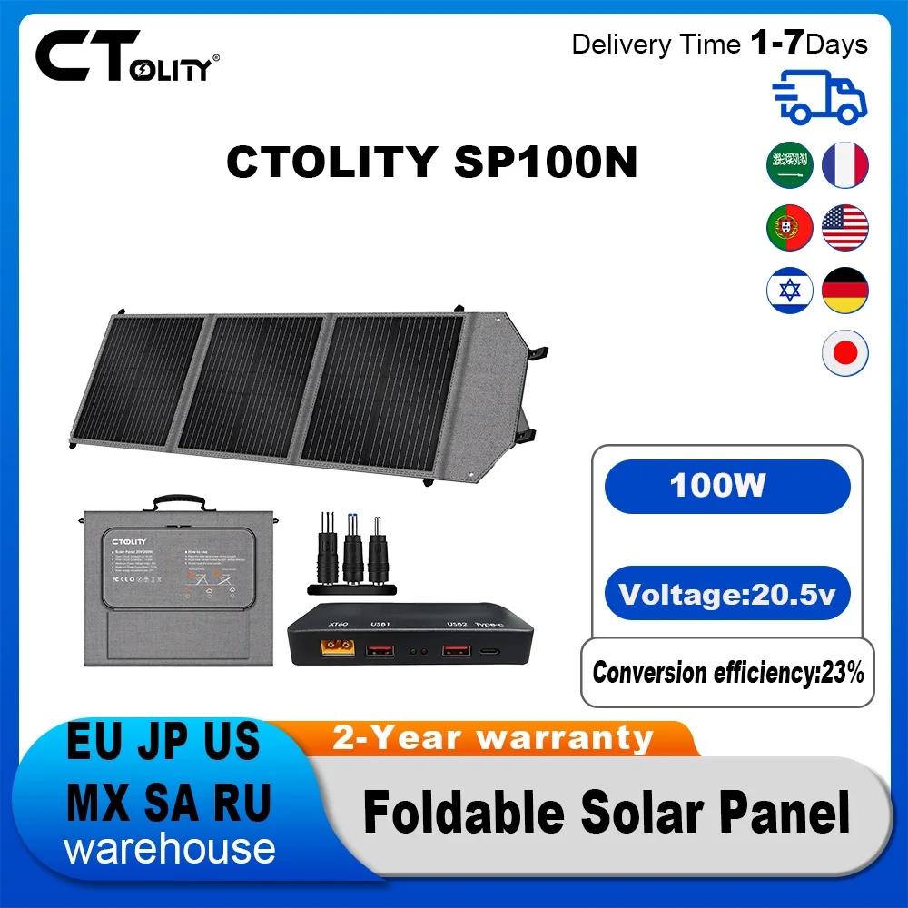 CTOLITY SP100N 100 واط المحمولة طوي لوحة شحن بالطاقة الشمسية USB نوع C عدة 20.5 فولت 23% كفاءة الانتقال للتخييم RV الصيد #1