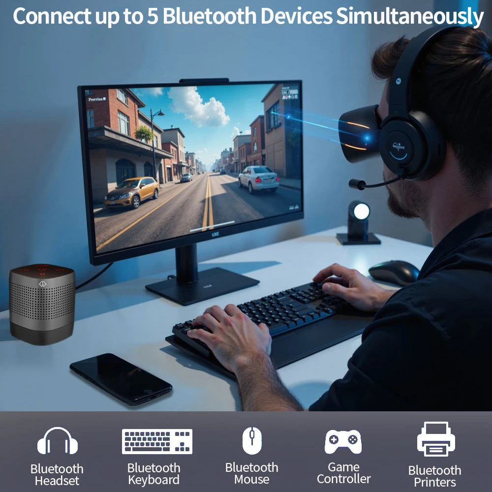 Adattatore dongle USB Bluetooth 6.0 per PC Laptop Mouse Tastiera Tablet Telefono Stampante Altoparlante da gioco Ricevitore di trasmissione USB wireless