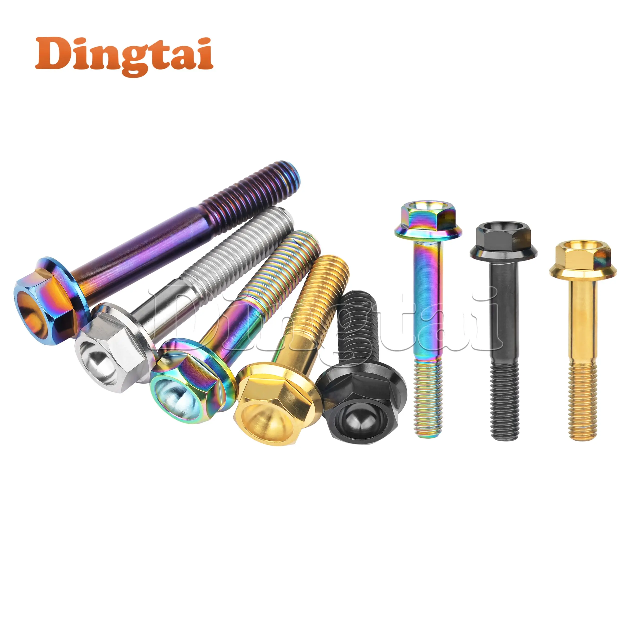 딩타이 티타늄 볼트 M8X15/20/25/30/35/40/45/50/55mm 육각 헤드 플랜지 볼트 오토바이 나사용