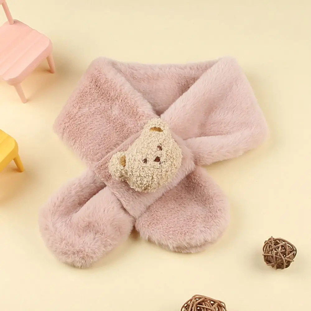 Moda quente crianças cachecol de inverno grosso pelúcia pescoço mais quente bonito macio crianças cruz lenço criança