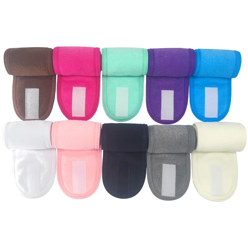 1 PC Makeup Hairband Eyelashes Extension Spa Facial Headband Makeup Towel with MagicTape Wrap Head Terry Cloth Headband Stretch