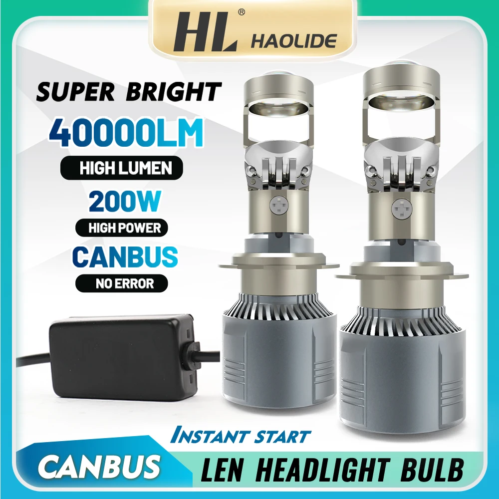 HAOLIDE H7 H11 LHD/RHD 40000LM LED Headlight Mini Lens Projector 9005 HB3 9006 HB4 STG Canbus Bulb Car/Motor H4 Led Fog Light