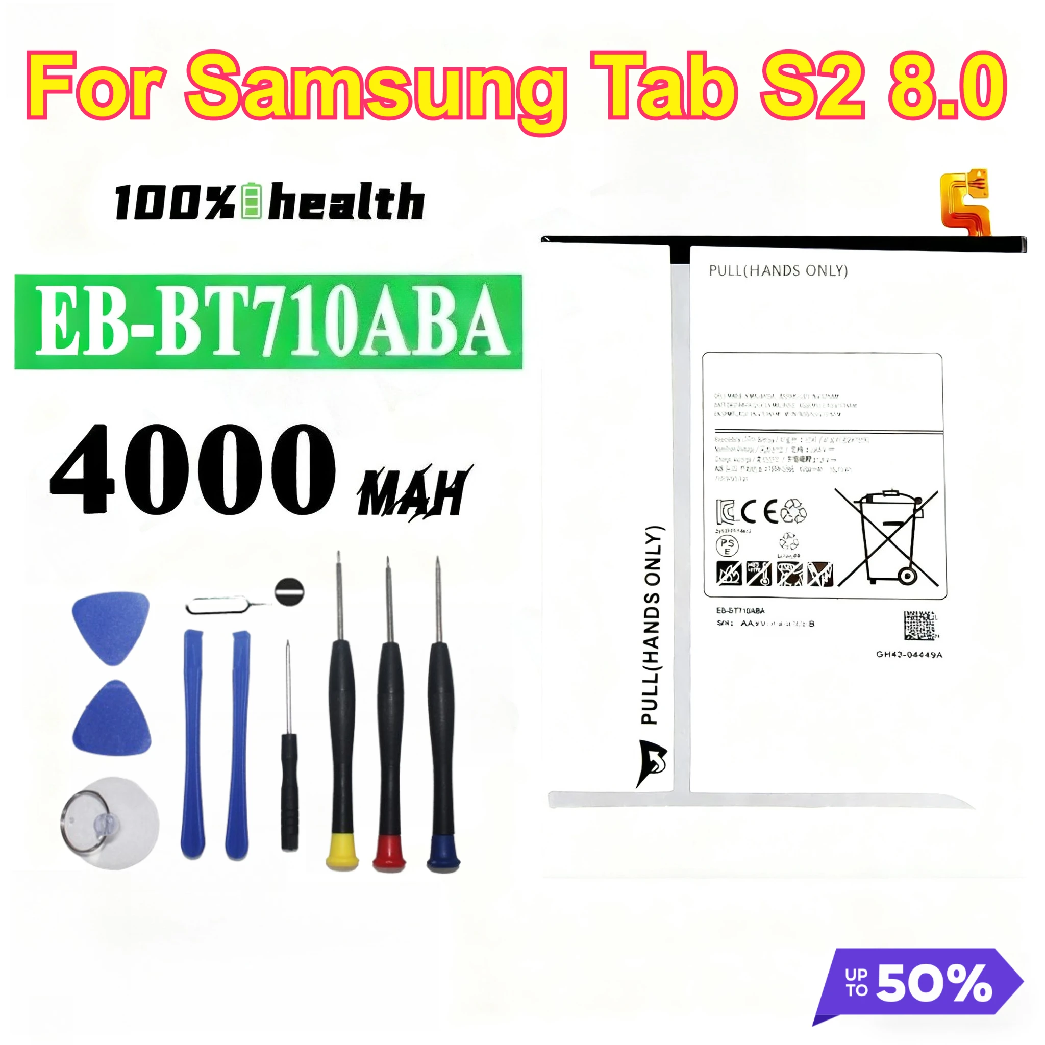 

4000 мАч EB-BT710ABA EB-BT710ABE Аккумулятор для планшета Samsung Galaxy Tab S2 8.0 SM-T710 T713 T715 T719C T713N Сменные аккумуляторы