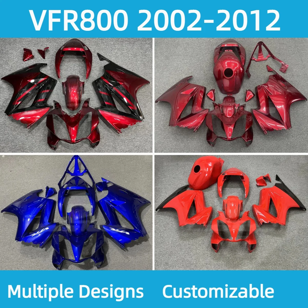 

Обтекатели мотоциклов для Honda VFR800 2002-2008 2009 2010 2011 2012, послепродажный комплект деталей обтекателя из АБС-пластика VFR 800 02-12