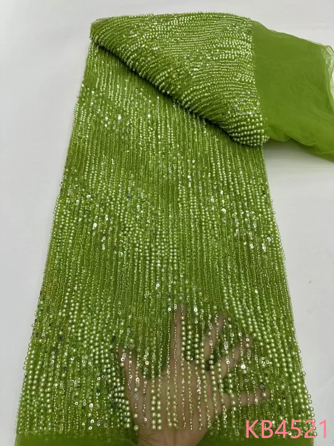 قماش دانتيل أبيض مطرز بالذهب قماش دانتيل أفريقي عالي الجودة 2025 قماش دانتيل تول ترتر أخضر نيجيري للخياطة KB4521