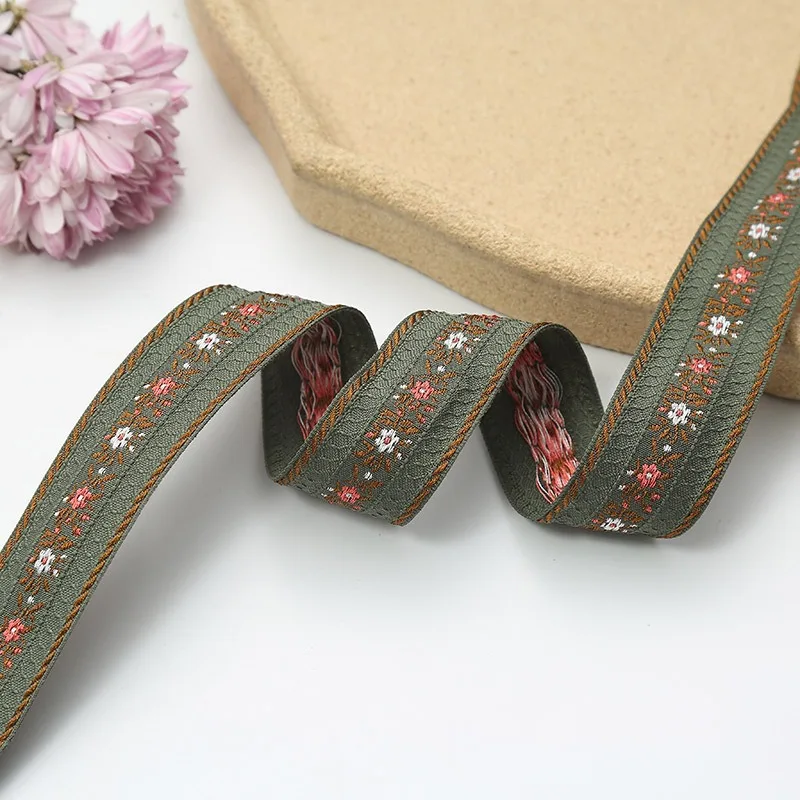 1 Yards Flower Vintage Handmade Embroidered Jacquard Ribbons Clothing