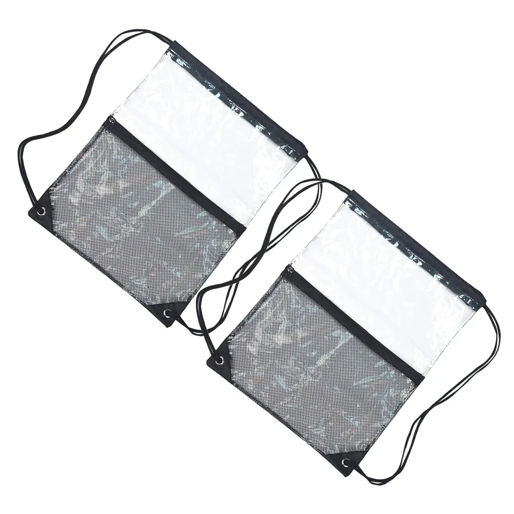 

Clear Waterproof Drawstring Toiletry Bag Set Transparent Travel Organizer for Swim Gear Beach Essentials Sports Gym Pool Use