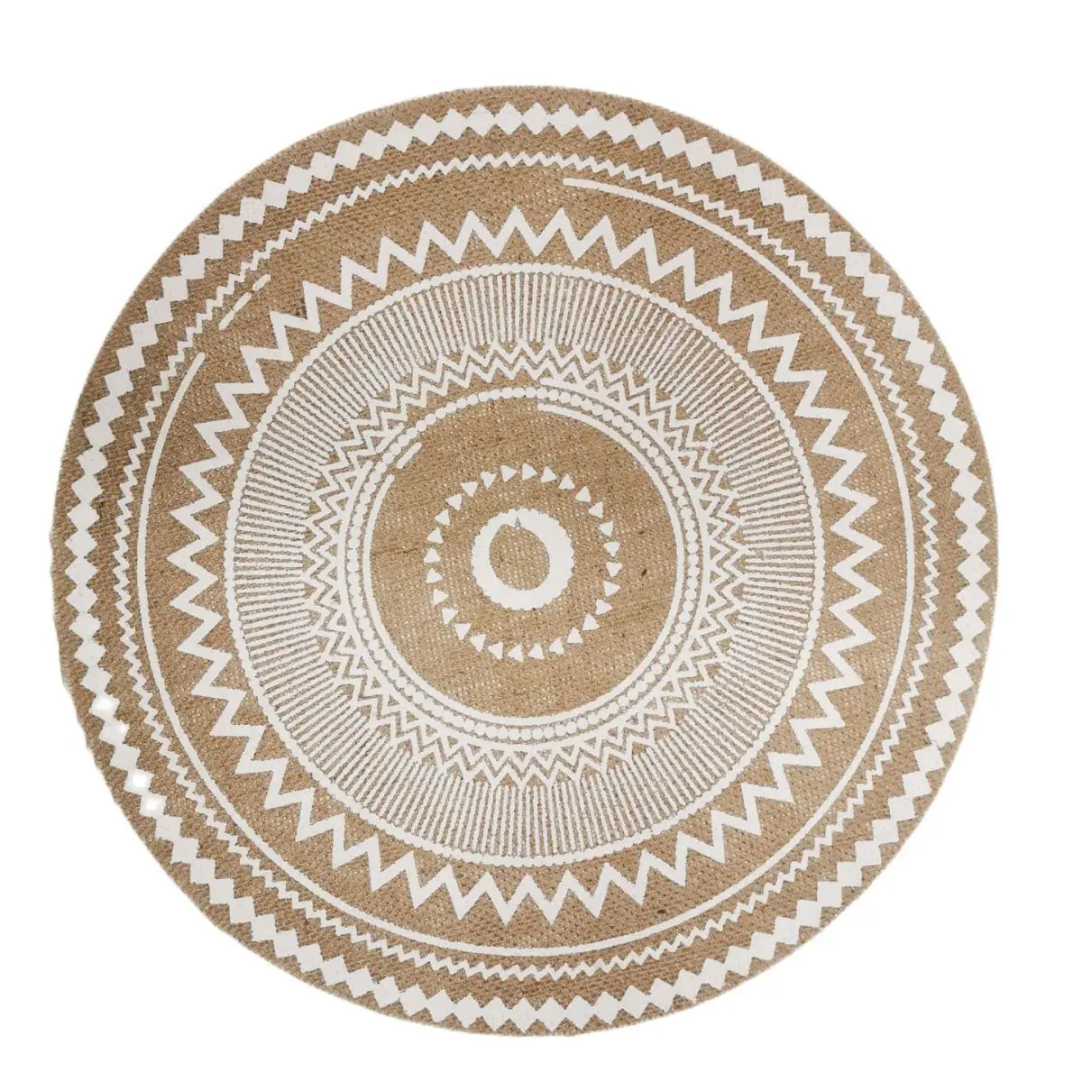 

15 in. x 15 in. Round Boho style Burlap placemat Jute Placemat For Dining Room Table Decor Browns/Tans (Set of 4)