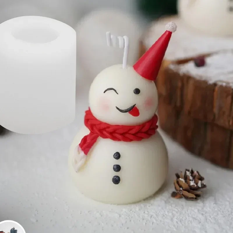 

Cute Snowman Candle Silicone Mold 3D Scented Candle Plaster Ornament Making Mould Chocolate Baking Mold Home Craft Decor
