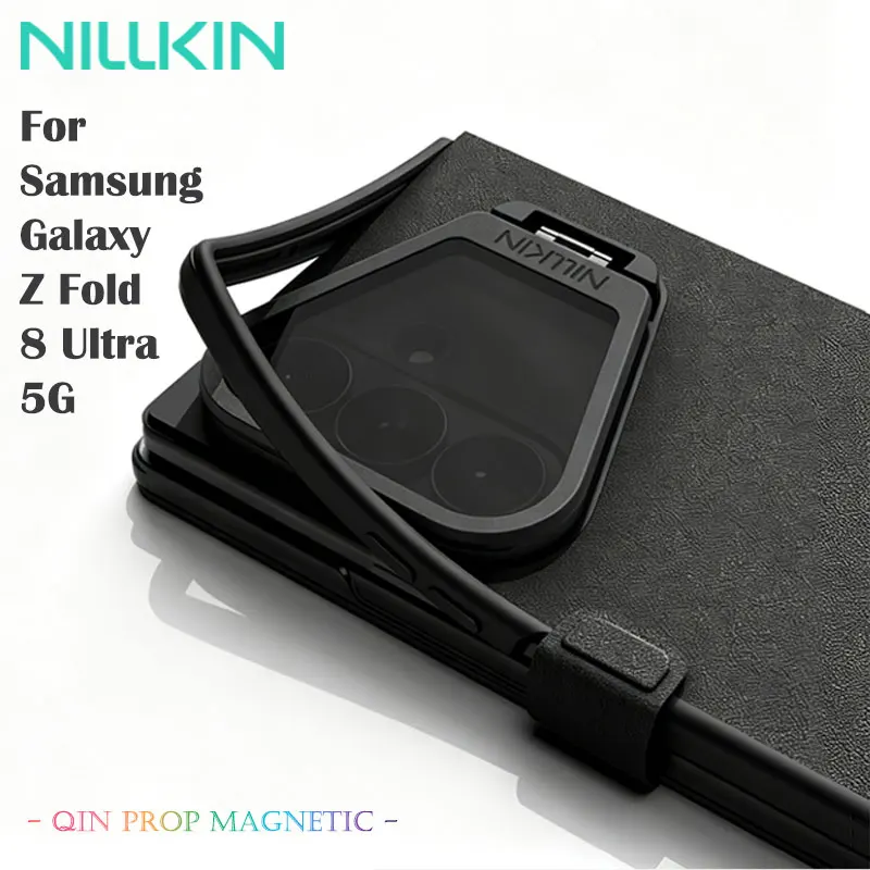 Nillkin Qin Series Prop Silikon-Magnet-Hülle für Samsung Galaxy Z Fold 8 Ultra, Ständer & Kartenhalter, stoßfeste Silikonhülle