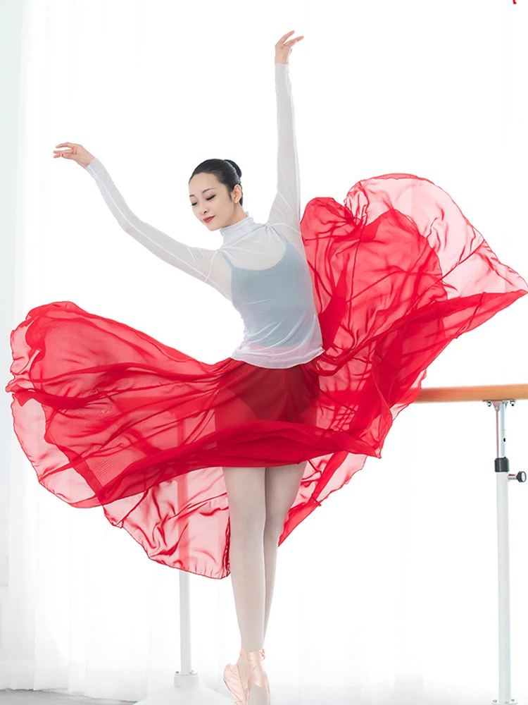 New Woman 720 Degree Classical dance clothes women elegant performance clothes gauze skirt large swing ballet practice clothes