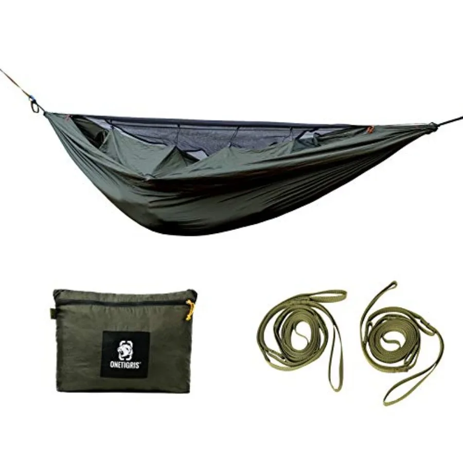 

KOMPOUND Camping Hammock with Net Lightweight Portable Hammock with Warm Internal Cover and Tree Friendly Straps for Backpackin