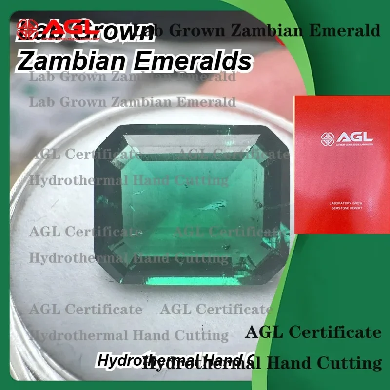 

Lab Grown Zambian Emeralds for Jewelry Making Hydrothermal Emerald Cut Gemstones with Natural Inclusions AGL Certified Lab