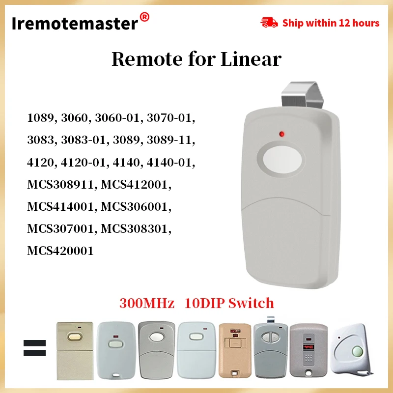 

Replacement for Multicode Linear 3089 Garage Gate Door Opener Remote Transmitter 308911 MCS308911 10 dip switch 300mhz