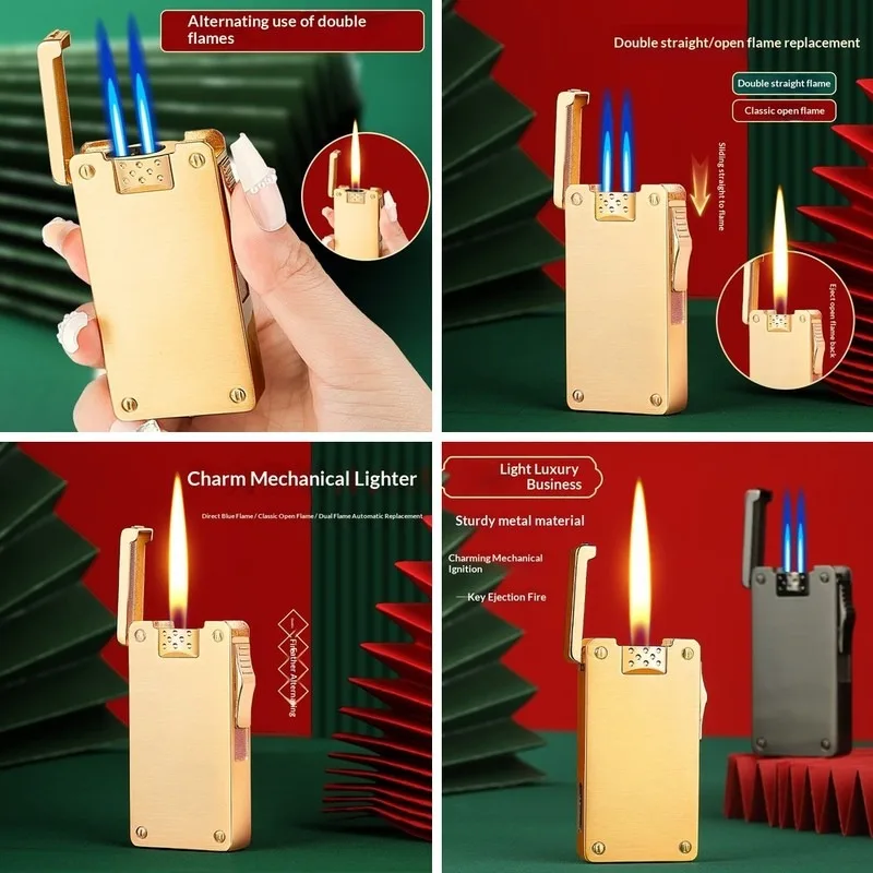 ZYHJ-064， Creative, dual fire, inflatable, windproof, metal, high-end, high aesthetic value, internet famous, lighter