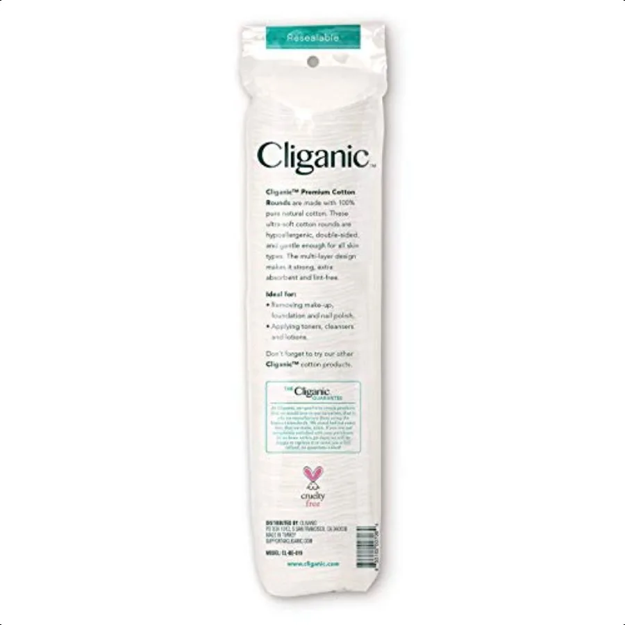 جولات قطنية فاخرة للوجه بكميات كبيرة 1200 قطعة من وسادات مزيل المكياج هيبوالرجينيك LintFree 100 قطن نقي