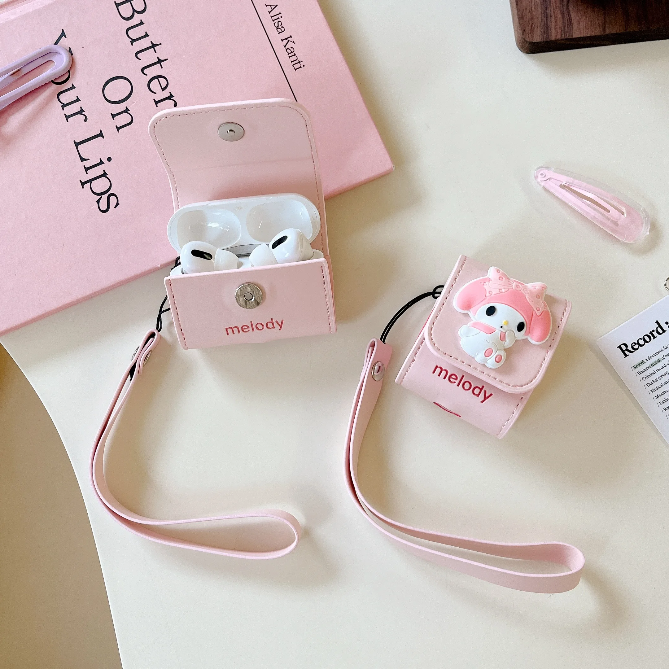 Melody Soft Leather Bluetooth Wireless Button Earphone Case For Apple Airpods 1 2 Pro 3rd DIY 3D Doll Customize Protective Cover