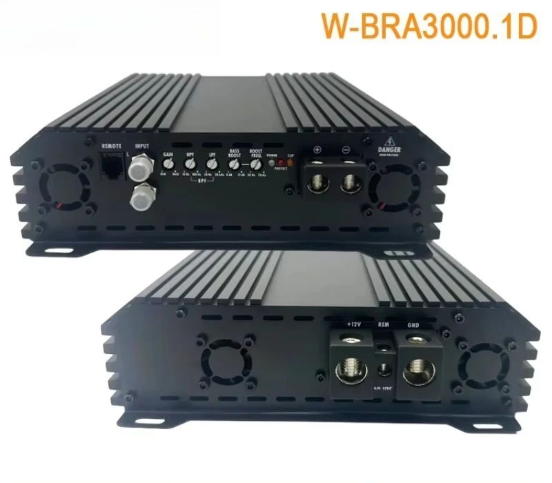 Compact Brazilian‑Style Class‑D Monoblock Car Audio Amplifier Aluminum Housing With Built‑in Crossover For Car Subwoofer