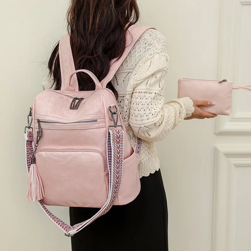 Women Vintage Travel Fashion Backpack Purse Leather Backpack Purse for Women Designer Ladies Shoulder Bag Travel Handbags