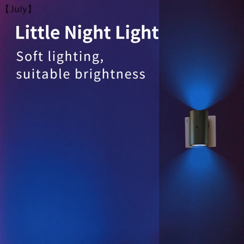 Cylindrical LED Night Light Plug In Modern Wall Lamp Sensor Adjustable Brightness Dimmable Night Lights For Hallway Bedroom