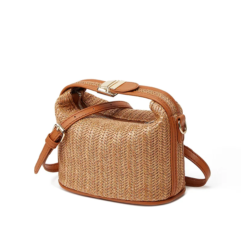 

Bucket Bag Straw Woven Small Bag Casual Women's Bag Portable Shoulder Crossbody New All-match Trendy