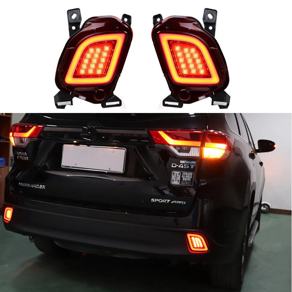 

1 Pair For Toyota Highlander 2015 2016 2017 2018 Car LED Rear bumper Lights Assembly Turn Signal Light Driving Light Brake Light