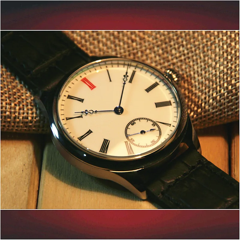 Manual Mechanical Watch with Seagull ST3621 Movement Enamel Dial 40.5mm Diameter 10mm Thickness Steel Case Waterproof 30 Meters