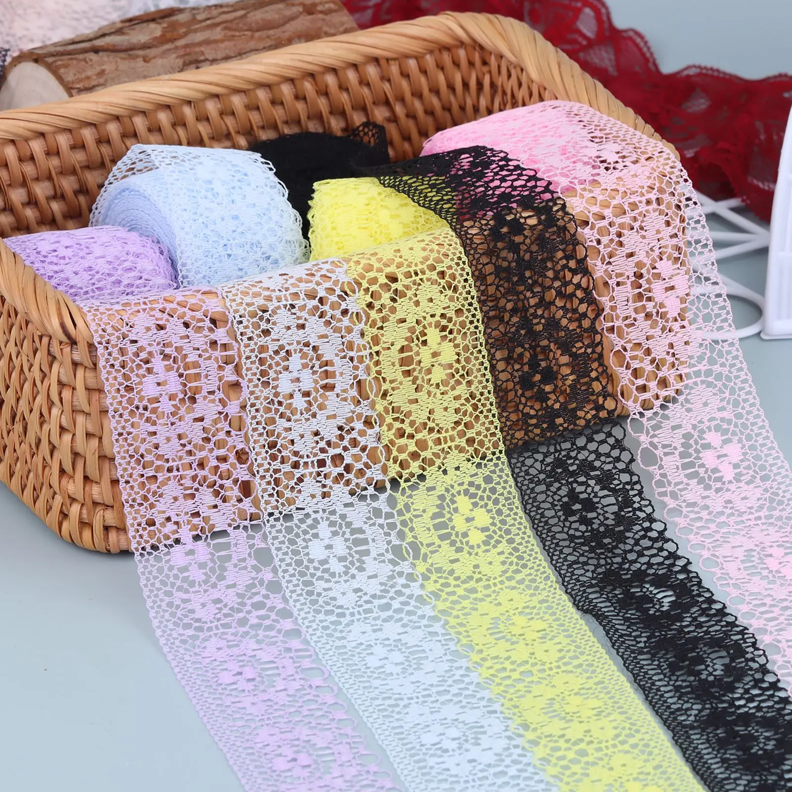 10yards Lace Ribbon Bilateral Handicrafts Embroidered Lace Fabric Trim Lace Ribbon Decorations DIY Doll Clothes Sewing Crafts