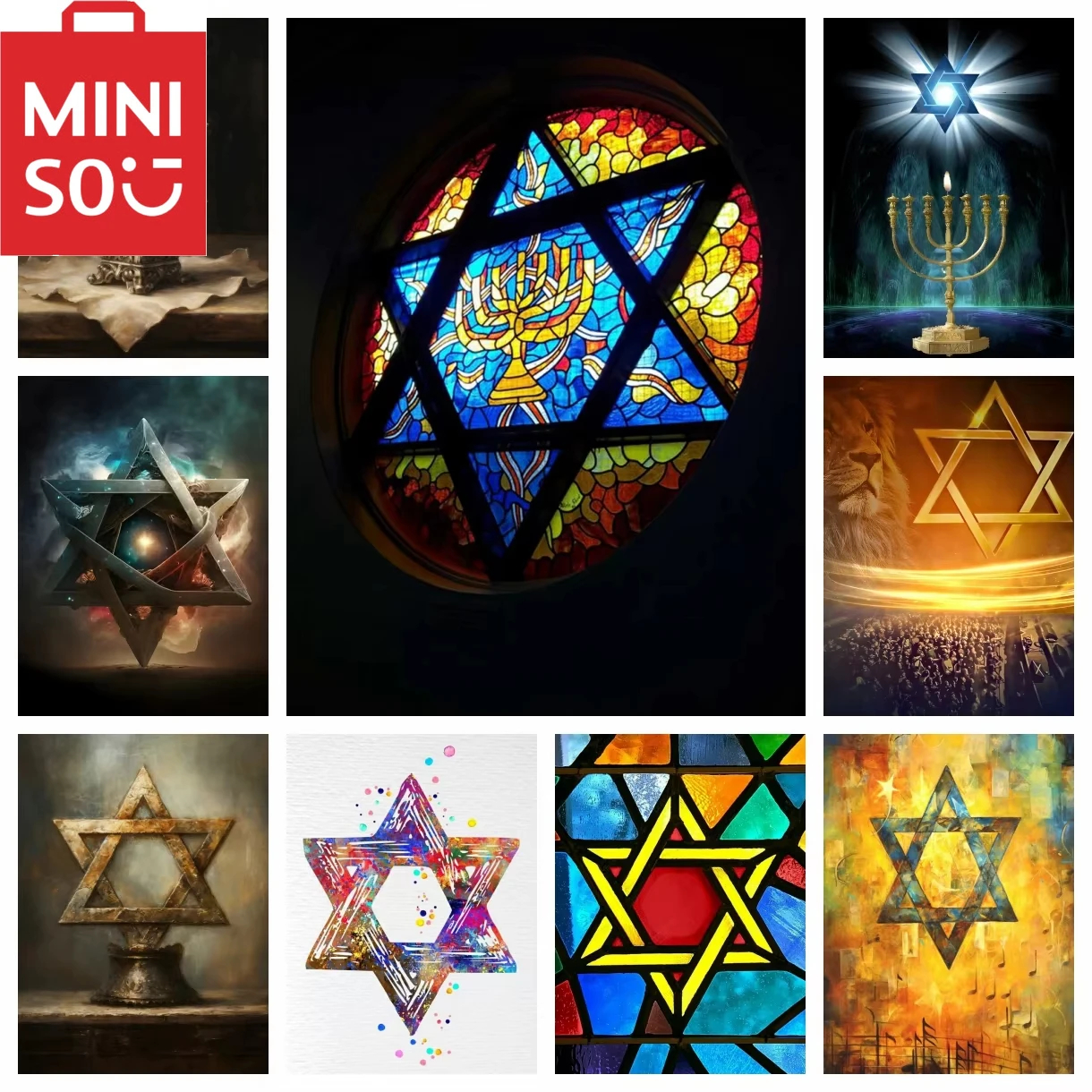 MINISO pintura al óleo por número estrella de David decoración del hogar pintura pared dormitorio decoración de la habitación marco de regalo
