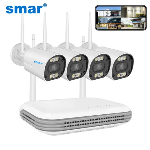 스마트 무선 CCTV 시스템 Wifi 카메라 키트 5MP HD 보안 카메라 오디오 AI 얼굴 감지 IP 8채널 NVR 비디오 감시 세트 ICSEE