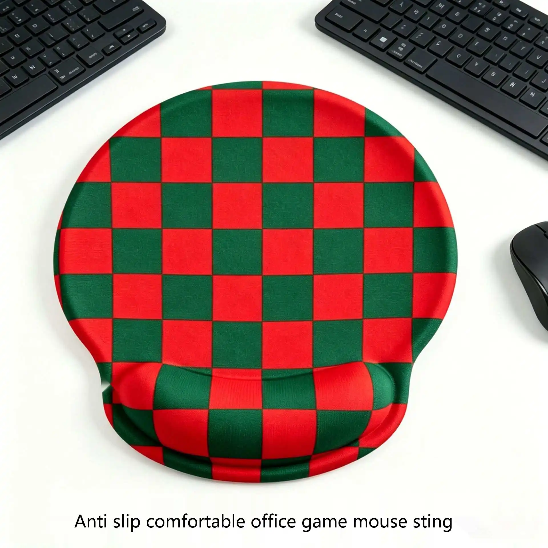 Karierte Silikon-Handgelenkauflage Mauspad 14 Farben Büro Gaming Ergonomische Rutschfeste Schreibtischunterlage – Detail 1