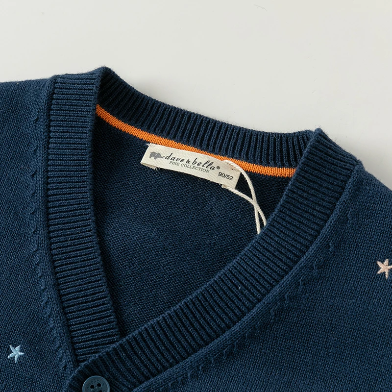 Dave Bella Autumn Sweater Kids Cardigan Cotton Cardigan Sweater Navy Blue Outerwear Sweater Baby Boy Clothes DB3242306